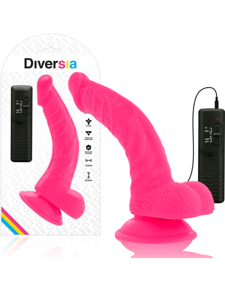 DIVERSIA - DILDO REALÍSTICO FLEXIBLE CON VIBRACIÓN ROSA 21.5 CM -O- 4.5 CM