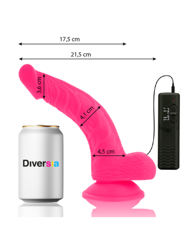 DIVERSIA - DILDO REALÍSTICO FLEXIBLE CON VIBRACIÓN ROSA 21.5 CM -O- 4.5 CM