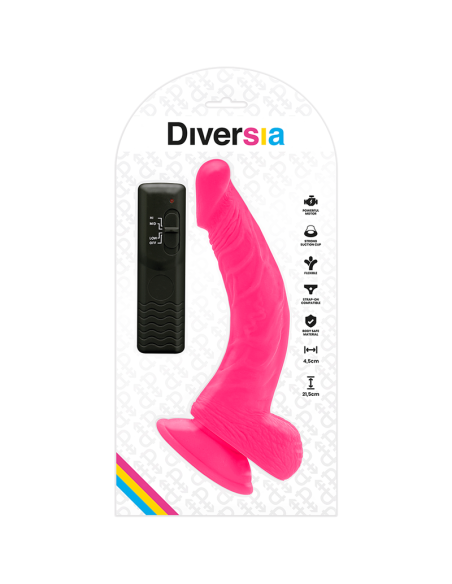 DIVERSIA - DILDO REALÍSTICO FLEXIBLE CON VIBRACIÓN ROSA 21.5 CM -O- 4.5 CM