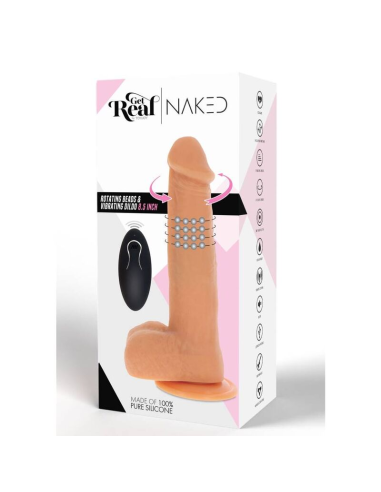 GET REAL - DILDO VIBRADOR CON BOLAS GIRATORIAS NATURAL