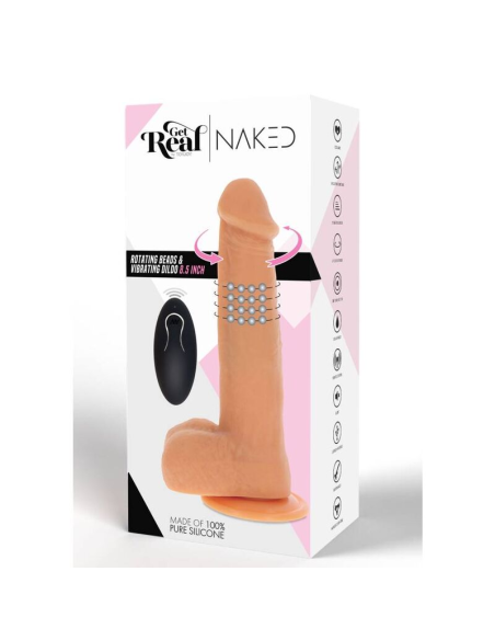 GET REAL - DILDO VIBRADOR CON BOLAS GIRATORIAS NATURAL