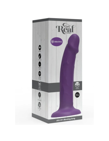 GET REAL - DILDO REALISTA VIBRADOR DE SILICONA MORADO 19.5 CM