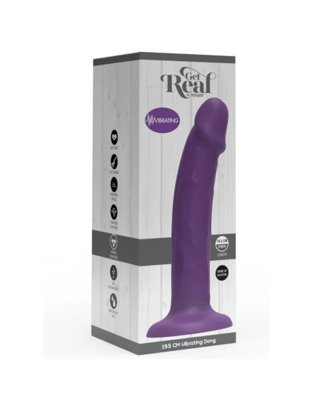GET REAL - DILDO REALISTA VIBRADOR DE SILICONA MORADO 19.5 CM