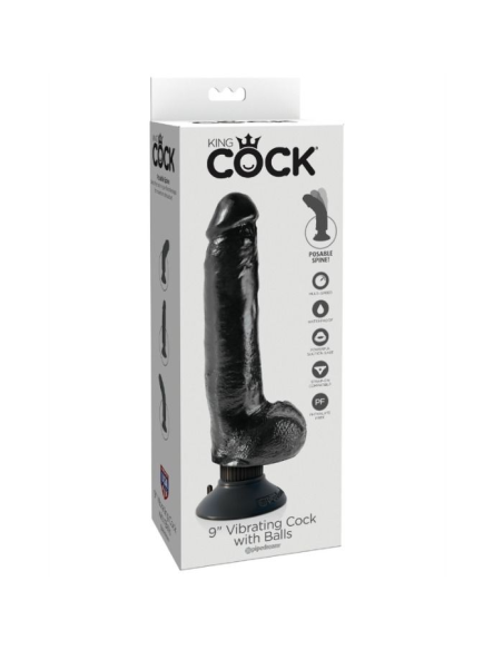 KING COCK - DILDO VIBRADOR CON TESTÍCULOS 23 CM NEGRO