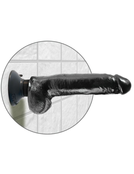 KING COCK - DILDO VIBRADOR CON TESTÍCULOS 23 CM NEGRO