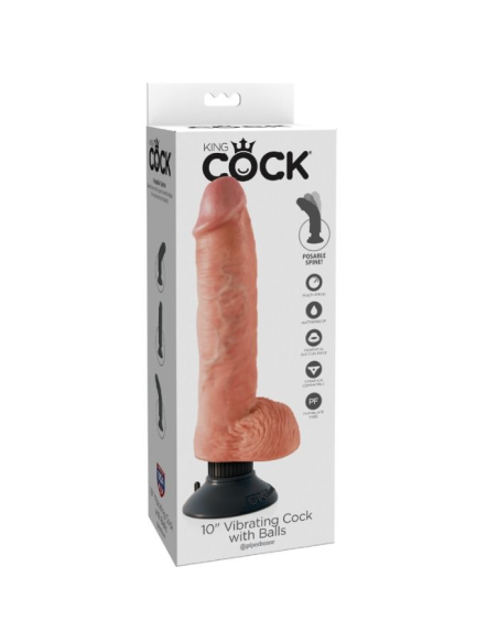 KING COCK - DILDO VIBRADOR CON TESTÍCULOS 25.5 CM COLOR NATURAL