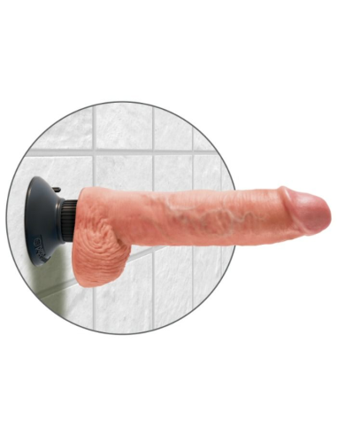 KING COCK - DILDO VIBRADOR CON TESTÍCULOS 25.5 CM COLOR NATURAL