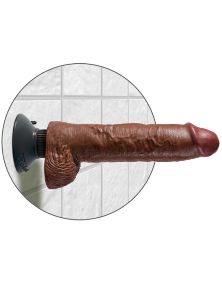 KING COCK - DILDO VIBRADOR CON TESTÍCULOS 25.5 CM COLOR MARRÓN