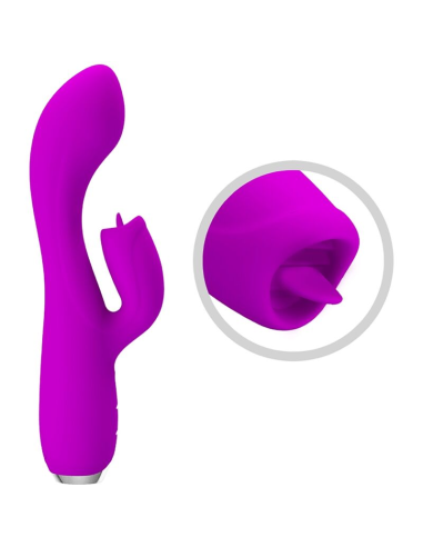 PRETTY LOVE - GLORIA VIBRADOR CONEJO RECARGABLE-IMPERMEABLE MORADO