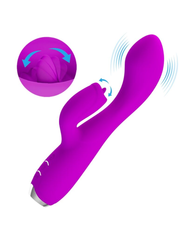 PRETTY LOVE - GLORIA VIBRADOR CONEJO RECARGABLE-IMPERMEABLE MORADO