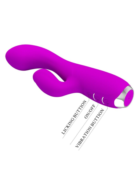 PRETTY LOVE - GLORIA VIBRADOR CONEJO RECARGABLE-IMPERMEABLE MORADO
