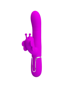 PRETTY LOVE - VIBRADOR RABBIT MULTIFUNCIÓN 4 EN 1 MARIPOSA FUCSIA