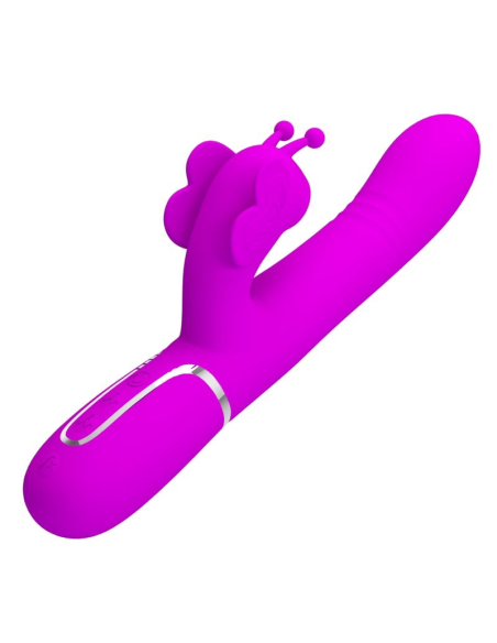 PRETTY LOVE - VIBRADOR RABBIT MULTIFUNCIÓN 4 EN 1 MARIPOSA FUCSIA