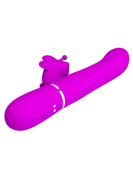 PRETTY LOVE - VIBRADOR RABBIT MULTIFUNCIÓN 4 EN 1 MARIPOSA FUCSIA