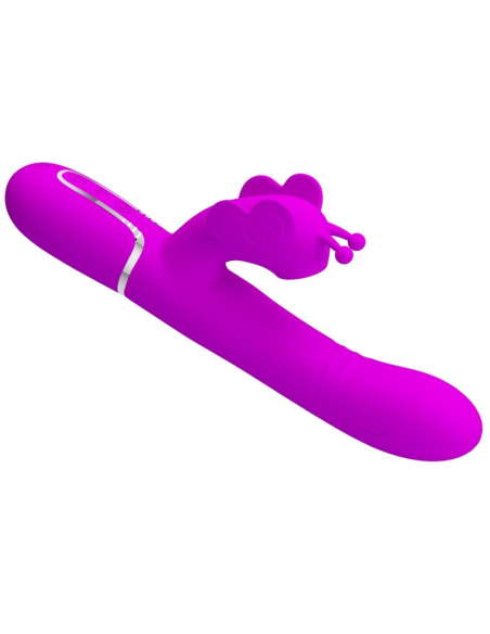 PRETTY LOVE - VIBRADOR RABBIT MULTIFUNCIÓN 4 EN 1 MARIPOSA FUCSIA