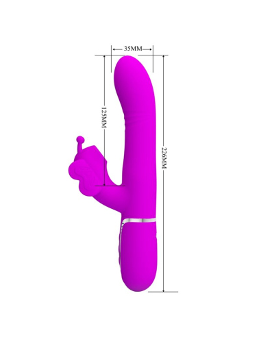 PRETTY LOVE - VIBRADOR RABBIT MULTIFUNCIÓN 4 EN 1 MARIPOSA FUCSIA