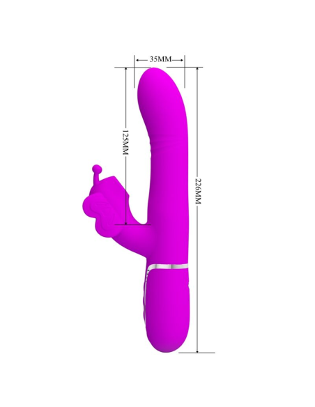 PRETTY LOVE - VIBRADOR RABBIT MULTIFUNCIÓN 4 EN 1 MARIPOSA FUCSIA