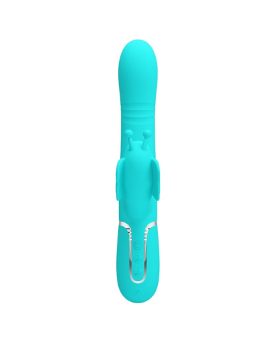 PRETTY LOVE - VIBRADOR RABBIT MULTIFUNCIÓN 4 EN 1 MARIPOSA VERDE AGUA