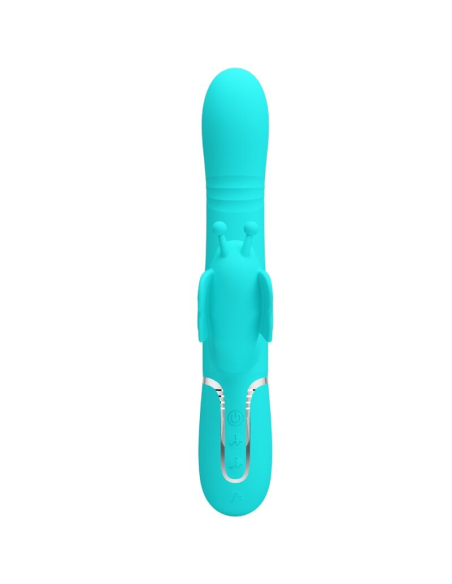 PRETTY LOVE - VIBRADOR RABBIT MULTIFUNCIÓN 4 EN 1 MARIPOSA VERDE AGUA