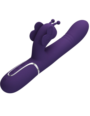 PRETTY LOVE - VIBRADOR RABBIT MULTIFUNCIÓN 4 EN 1 MARIPOSA MORADO