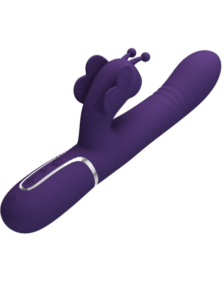PRETTY LOVE - VIBRADOR RABBIT MULTIFUNCIÓN 4 EN 1 MARIPOSA MORADO