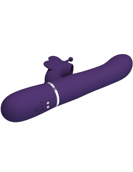 PRETTY LOVE - VIBRADOR RABBIT MULTIFUNCIÓN 4 EN 1 MARIPOSA MORADO