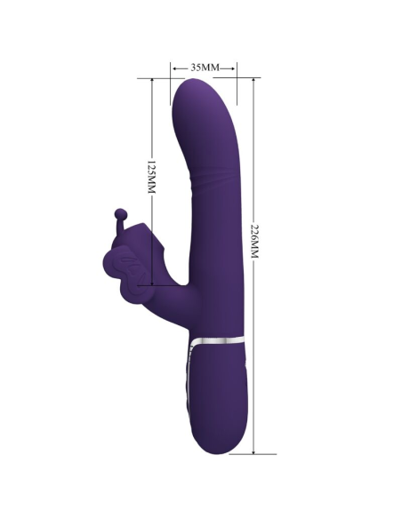PRETTY LOVE - VIBRADOR RABBIT MULTIFUNCIÓN 4 EN 1 MARIPOSA MORADO