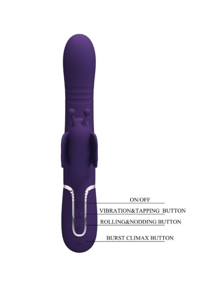 PRETTY LOVE - VIBRADOR RABBIT MULTIFUNCIÓN 4 EN 1 MARIPOSA MORADO