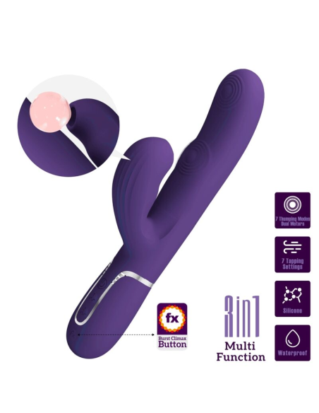PRETTY LOVE - PERLITA VIBRADOR PUNTO G 3 EN 1 MULTIFUNCIÓN MORADO