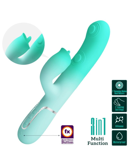 PRETTY LOVE - GIGI VIBRADOR RABBIT MULTIFUNCIÓN VERDE AGUA