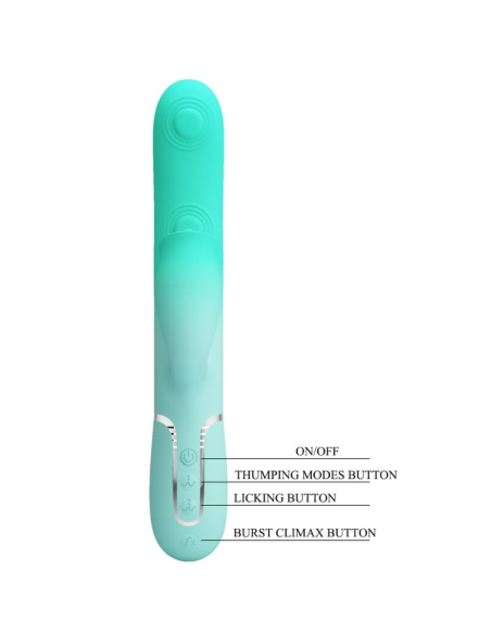 PRETTY LOVE - GIGI VIBRADOR RABBIT MULTIFUNCIÓN VERDE AGUA