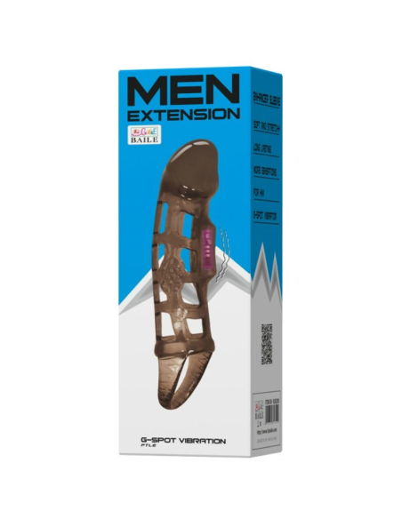 BAILE - FUNDA EXTENSORA PENE CON VIBRACIÓN Y STRAP 13.5 CM