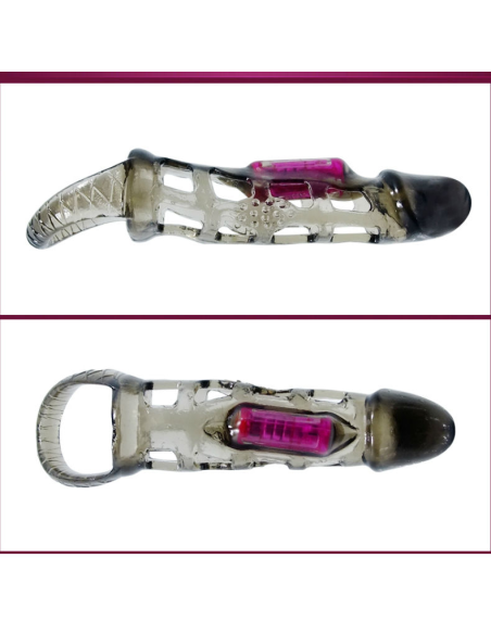 BAILE - FUNDA EXTENSORA PENE CON VIBRACIÓN Y STRAP 13.5 CM
