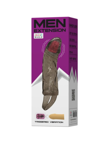 BAILE - FUNDA EXTENSORA PENE CON VIBRACIÓN Y STRAP PARA TESTÍCULOS 13.5 CM