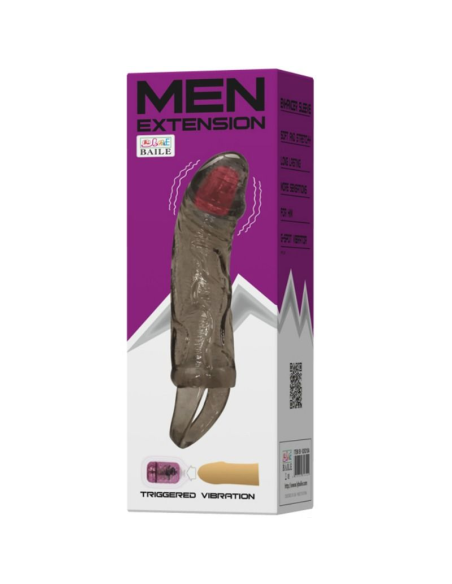 BAILE - FUNDA EXTENSORA PENE CON VIBRACIÓN Y STRAP PARA TESTÍCULOS 13.5 CM