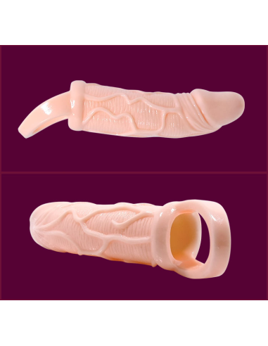 BAILE - FUNDA EXTENSORA PENE CON VIBRACIÓN Y STRAP PARA TESTÍCULOS 13.5 CM
