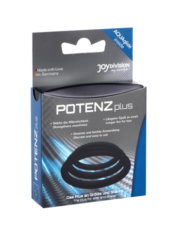 JOYDIVISION POTENZDUO - PLUS PACK 3 ANILLOS PARA PENE NEGRO - S, M, L