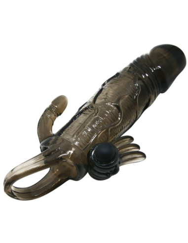 BAILE - BRAVE MAN FUNDA PENE ANAL Y CLITORIS VIBRADOR 16.5 CM NEGRO