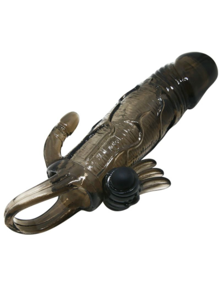 BAILE - BRAVE MAN FUNDA PENE ANAL Y CLITORIS VIBRADOR 16.5 CM NEGRO