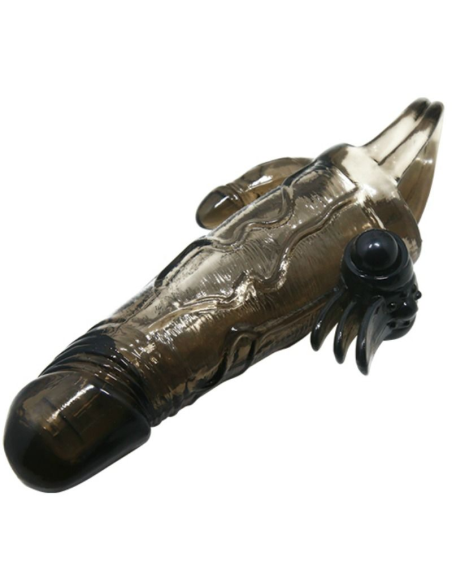 BAILE - BRAVE MAN FUNDA PENE ANAL Y CLITORIS VIBRADOR 16.5 CM NEGRO