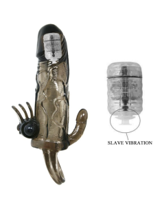 BAILE - BRAVE MAN FUNDA PENE ANAL Y CLITORIS VIBRADOR 16.5 CM NEGRO