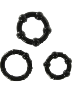 SEVEN CREATIONS - JUEGO TRES ANILLOS PENE NEGRO
