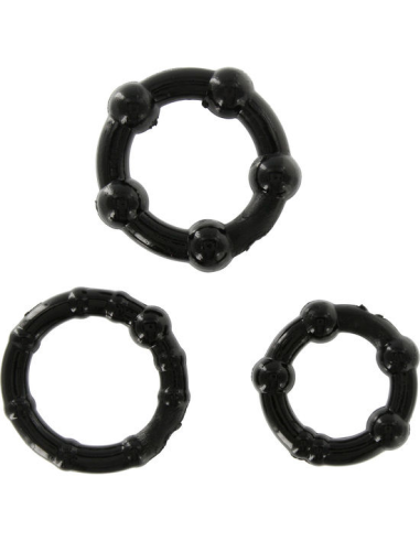 SEVEN CREATIONS - JUEGO TRES ANILLOS PENE NEGRO