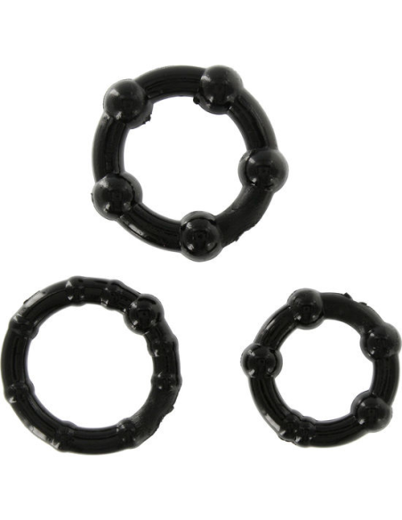 SEVEN CREATIONS - JUEGO TRES ANILLOS PENE NEGRO
