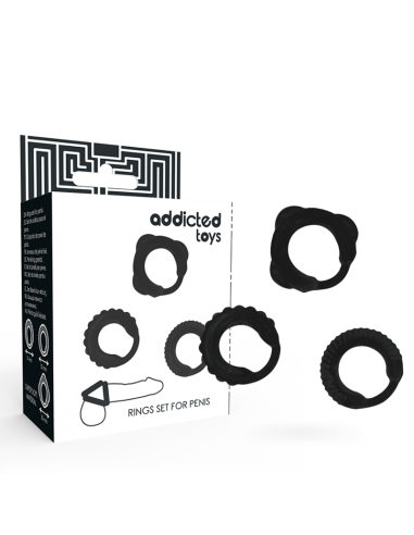 ADDICTED TOYS - SET 3 ANILLOS PENE NEGRO