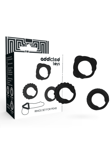 ADDICTED TOYS - SET 3 ANILLOS PENE NEGRO