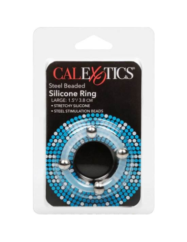 CALEXOTICS - ANILLO DE SILICONA CON CUENTAS DE ACERO TALLA L