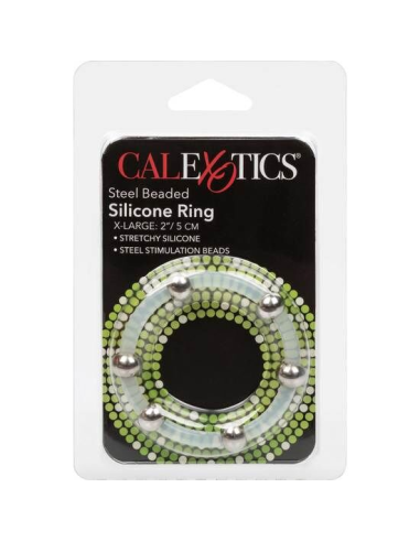 CALEXOTICS - ANILLO DE SILICONA CON CUENTAS DE ACERO TALLA XL