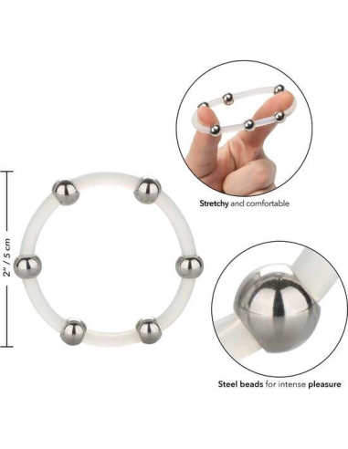 CALEXOTICS - ANILLO DE SILICONA CON CUENTAS DE ACERO TALLA XL