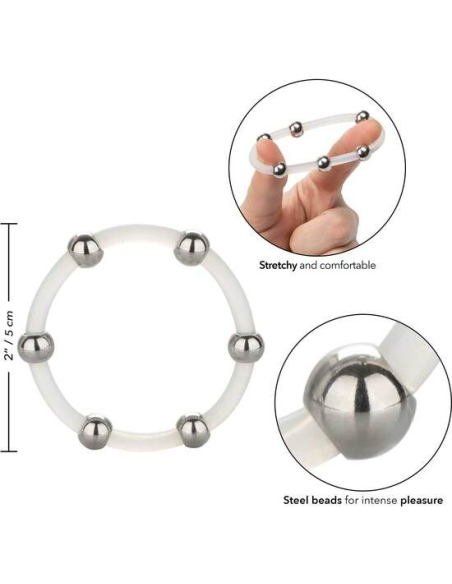 CALEXOTICS - ANILLO DE SILICONA CON CUENTAS DE ACERO TALLA XL